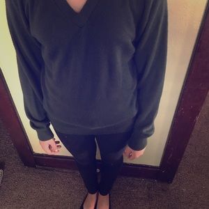 dark green v neck sweater